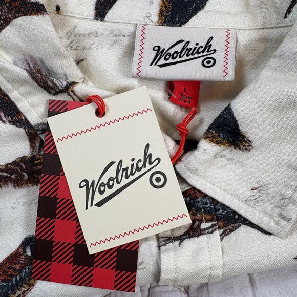 NWT Woolrich x Target Bird Motif Long Sleeve Button-Down Flannel Shirt Size L - Picture 6 of 6